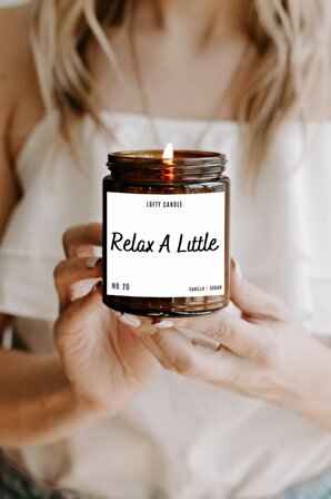 Relax A Little Beyaz Etiket Amber Kavanoz Mum Dekor Aromaterapi Rahatlatıcı Vanilya Kokusu 210 GR