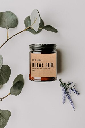 Relax Girl Kraft Etiket Amber Kavanoz Mum Dekor Aromaterapi Rahatlatıcı Vanilya Kokusu 210 GR