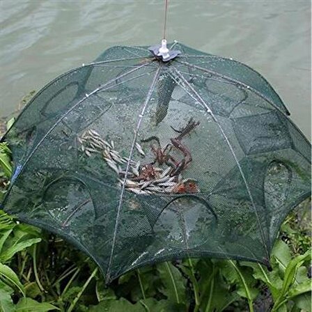 Lovesome Şemsiye Balık Ağı Yakalama Tutma Filesi 16 Cepli Büyük Boy Taşınabilir Serpme Balık Tuzağı