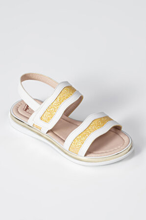 LupiaKids Gold-Beyaz Kız Çocuk Sandalet LPY-21Y1-045