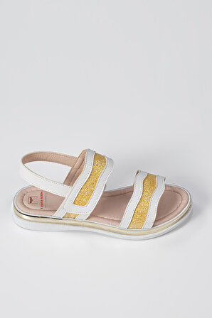 LupiaKids Gold-Beyaz Kız Çocuk Sandalet LPY-21Y1-045