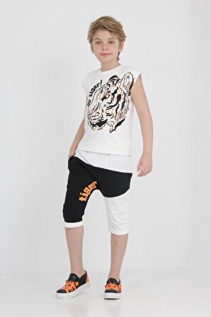Big Tiger Beyaz Erkek Çocuk Kapri Takım LP-24SUM-030