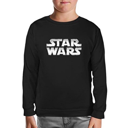 Star Wars - Logo Metalik Siyah Çocuk Sweatshirt