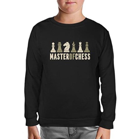 Master of Chess and Chess Pieces Siyah Çocuk Sweatshirt