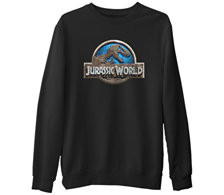 Jurassic World  Siyah Erkek Kalın Sweatshirt