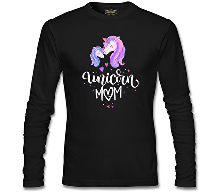 Unicorn Mom Anneler Günü Siyah Unisex Sweatshirt