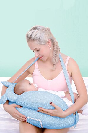 Lüx Emzirme Yastığı Emzirme Minderi Mavi Emzirme Destekleyici Yastık Bebek oturma destek minderi