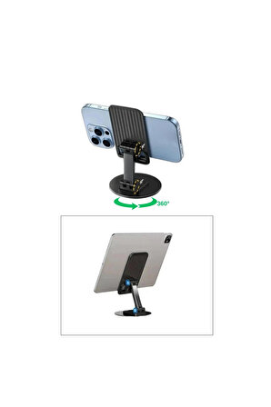 Masaüstü Metal Tablet Telefon Tutucu Telefon Standı 360° Tripod Kaydırmaz Tabanlı