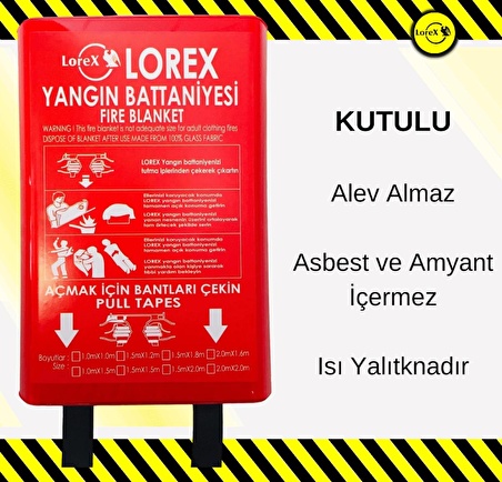 LOREX Lr-fb1015b 100cm X 150cm Kutulu Yangın Battaniyesi LR-FB1015B