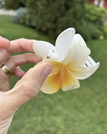 Hibisküs Mandal Büyük Boy Sarı Çiçek Toka - Yeni Trend Saç Aksesuarı