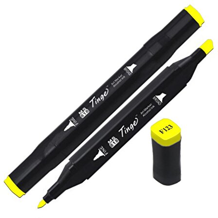 Tinge Twin Çift Uçlu Marker Kalemi F123 Fluorescent Yellow