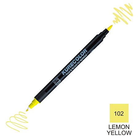 Zig Kurecolor Mangaka Fine&Brush Çift Taraflı Kalem CNKC-2200 No 102 Lemon Yellow