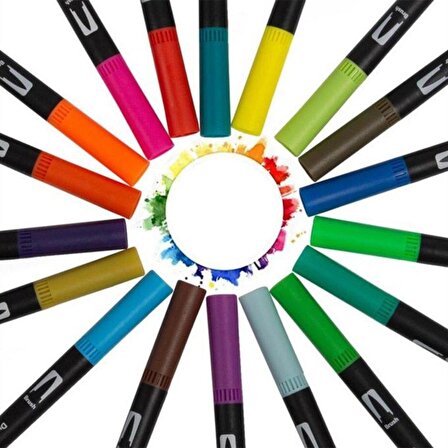 Art Elegant Çift Taraflı Fırça Uçlu Kalem 24 Renk