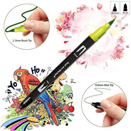 Art Elegant Çift Taraflı Fırça Uçlu Kalem 24 Renk
