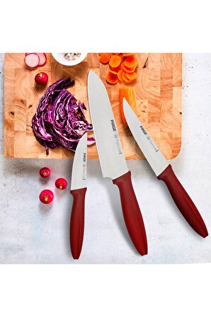 Pirge Pure Line 46021 Mutfak Bıçağı Seti 3'lü Kırmızı 