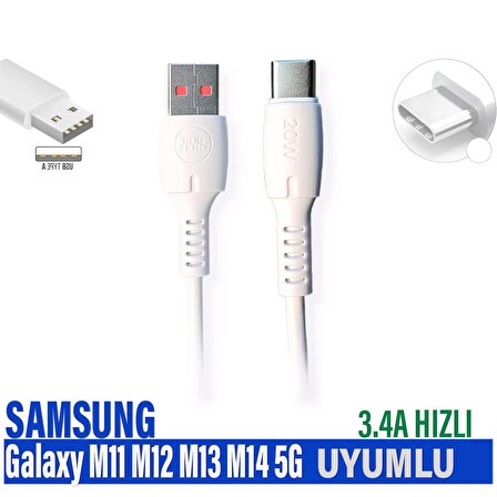 Samsung M11 M12 M13 Şarj Kablosu 3.4A HIZLI USB - TYPE C