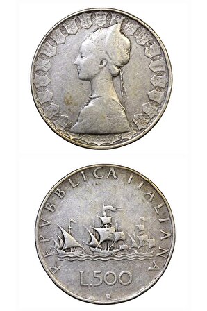 1960 İtalya 500 lire 11 gram gümüş ççt+ Eski yabancı madeni para