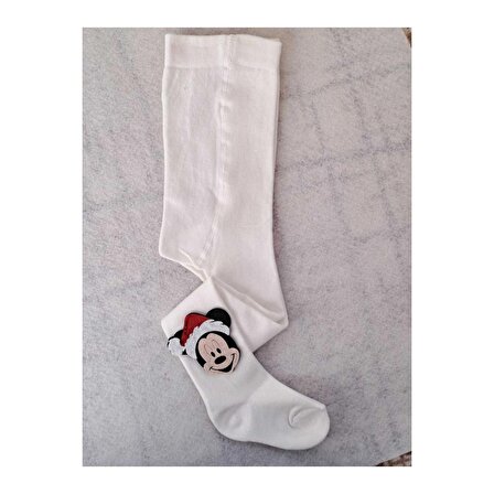 Kız Çocuk Noel Baba Şapkalı Mini Figürlü Yeni Yıl Külotlu Çorap