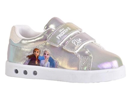  Elsa Anna Kız Çocuk Gümüş Işıklı Spor Ayakkabı 