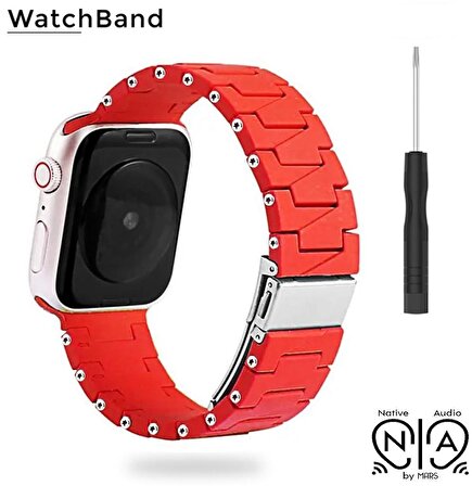 WatchBand 42/44/45/49 mm Akıllı Saatlere Uygun Kırmızı Silikon Ayarlanabilir Kordon (Paslanmaz Çelik Tokalı) Kayışı