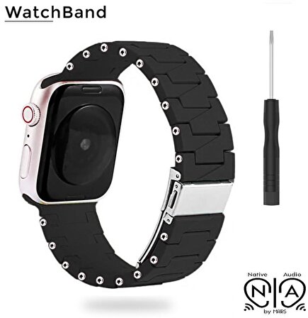 WatchBand 42/44/45/49 mm Akıllı Saatlere Uygun Yeşil Silikon Ayarlanabilir Kordon (Paslanmaz Çelik Tokalı) Kayışı