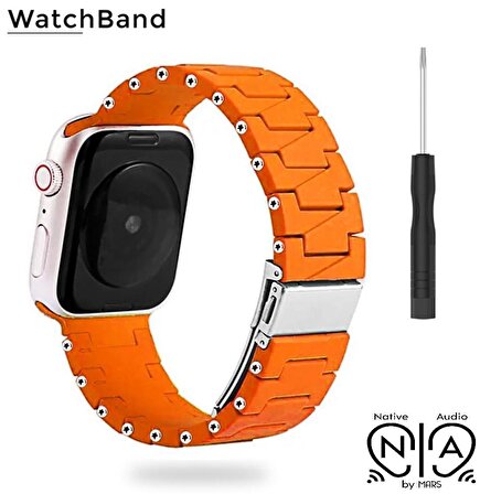 WatchBand 42/44/45/49 mm Akıllı Saatlere Uygun Turuncu Silikon Ayarlanabilir Kordon (Paslanmaz Çelik Tokalı) Kayışı