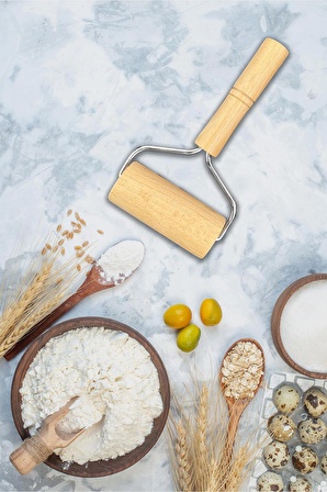 Ahşap Saplı Rulo Hamur Açıcı Merdane Oklava Pizza Börek Açma Hamur Şekillendirici