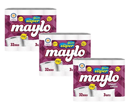 Maylo 3 Katlı Tuvalet Kağıdı 32'li 3'lü Paket