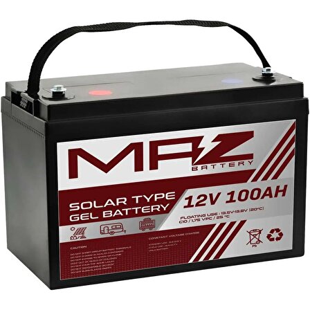 MAZ Akü 12 Volt 100 Amper Solar Jel VRLA Akü 12V 100AH Yeni Ürün