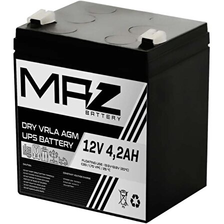 MAZ Akü 12 Volt 4.2 Amper Kuru AGM VRLA UPS Akü 12V 4.2AH Yeni Ürün