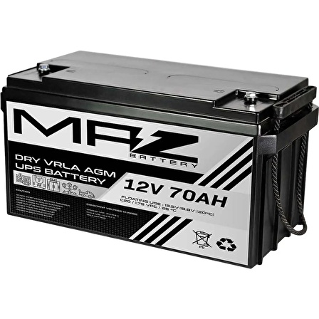 MAZ Akü 12 Volt 70 Amper Kuru AGM VRLA UPS Akü 12V 70AH Yeni Ürün