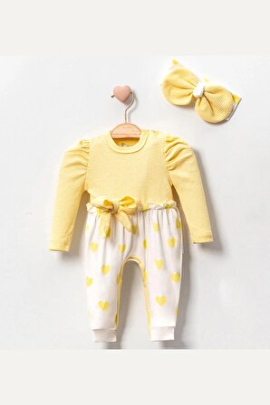 Modam Bebek Balon Kollu Bandanalı Kız Bebek Tulumu 