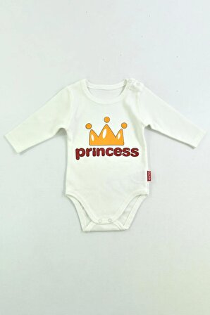 Modam Bebek Princess Taçlı Uzun Kol Kız Bebek Body