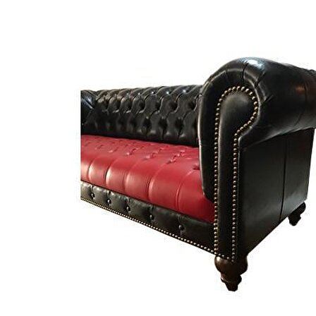 3A Mobilya Red and Black Chesterfield