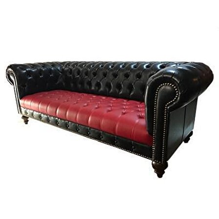 3A Mobilya Red and Black Chesterfield