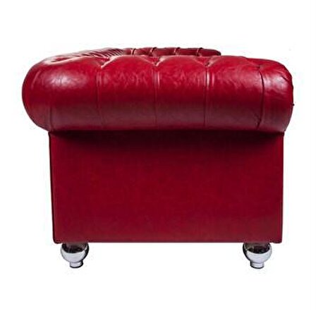 3A Mobilya Red And Nikel Chesterfield