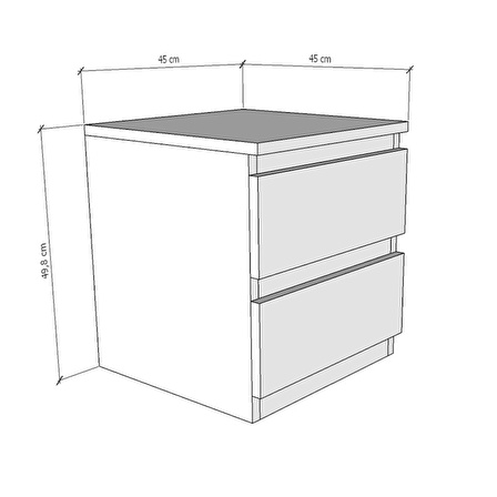 Umut Ceviz 45 Cm Komodin 2 Çekmeceli