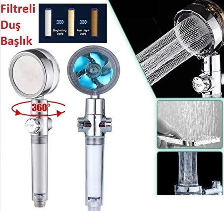 Filtreli Yüksek Basınçlı Pervaneli Duş Başlığı