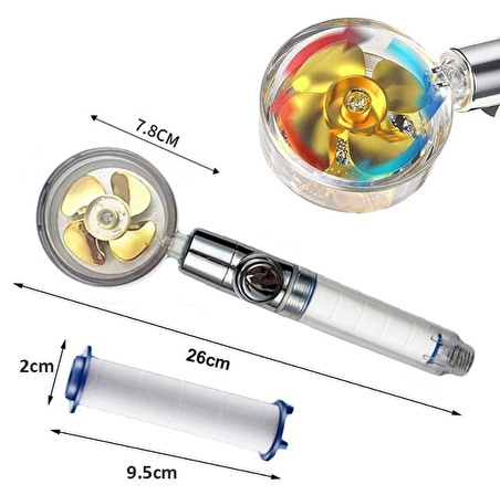 Filtreli Yüksek Basınçlı Pervaneli Duş Başlığı