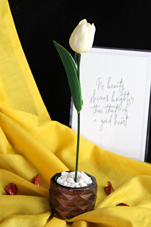 Lale Çiçek Taş Rose Gölgeli Saksı