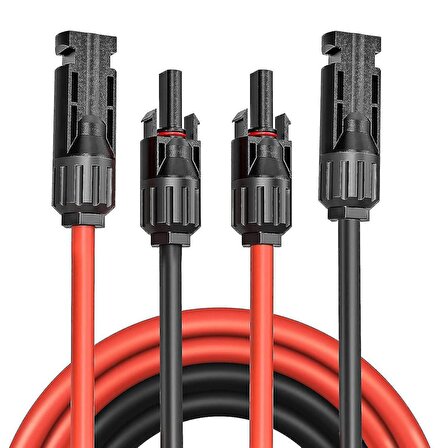 MC4 Konnektörlü 6 mm Solar Kablo - Toplam 20 metre (10m Siyah + 10m Kırmızı)
