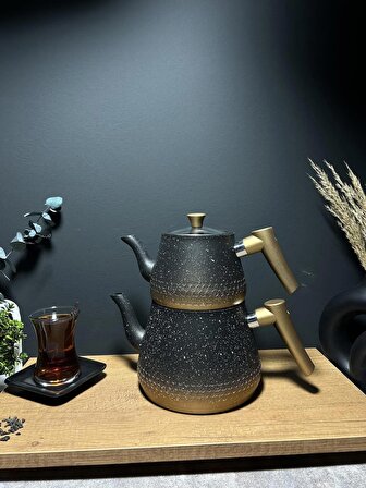 Lüx Çift Renk Granit Çaydanlık Takımı