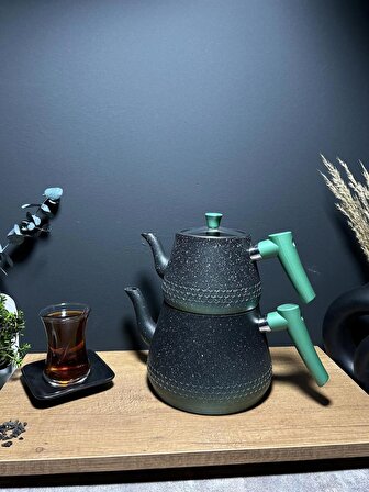 Lüx Çift Renk Granit Çaydanlık Takımı