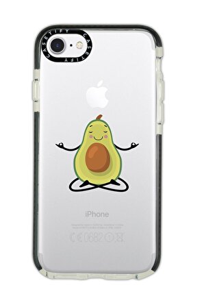 iPhone 6 Plus Casetify Yogacı Avokado Desenli Anti Shock Premium Silikonlu Siyah Kenar Detaylı Telefon Kılıfı