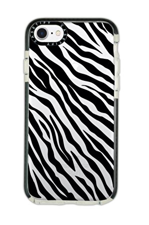 iPhone 6 Casetify Zebra Pattern Anti Shock Premium Silikonlu Siyah Kenar Detaylı Telefon Kılıfı