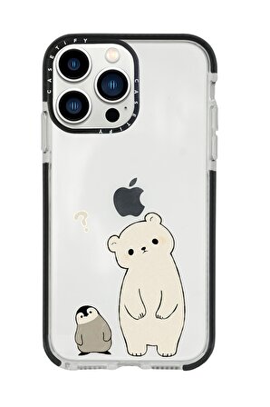 iPhone 13 Pro Max Penguen ve Ayıcık Casetify Darbe Emci Silikonlu Telefon Kılıfı