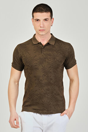 Mascarano Erkek Palmiye Desenli Likralı T-Shirt