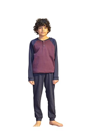 Rüyaların Şıklığı Bordo Renkli 100% Pamuk Alt Üst Pijama Takımı 9-10 Yaş Çocuklar İçin