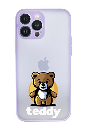 iPhone 13 Pro Max Uyumlu Teddy Desenli Kamera Korumalı Buzlu Şeffaf Lüx Telefon Kılıfı