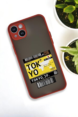 iPhone 13 Uyumlu Tokyo Ticket Desenli Buzlu Şeffaf Lüx Telefon Kılıfı